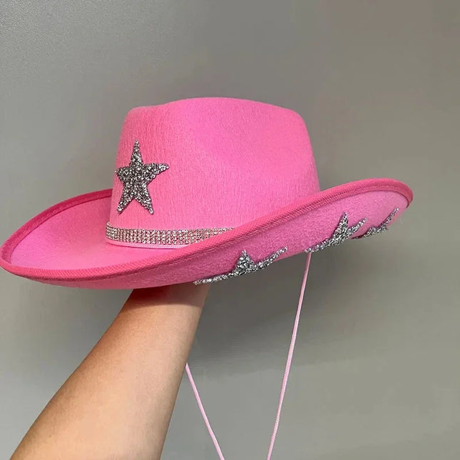 Western Cowboy Hat Bride Letter Stars Letter Western Cowboy Hat Diamond Tiara Cowgirl Cap Costume Cosplay Party Play Dress Up
