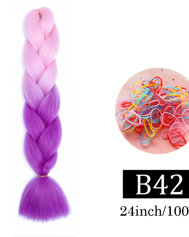 24 Inch Jumbo Braids Extensions Synthetic Braiding Hair Afro Ombre Color kanekalon Hair for Children Braid