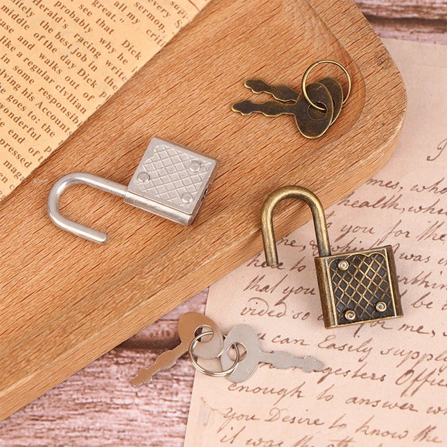 1SET Mini Retro Padlock for Notepad Diary Small Luggage Box Lock With Keys Zinc Alloy Suitcase Locker Hardware Set