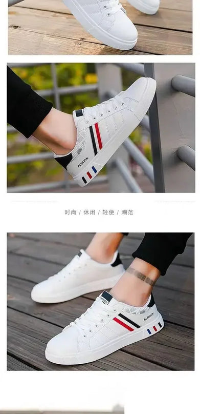 2025 Shoes for men Korean style trendy men's shoes white versatile sports men's casual trendy shoes, flat bottomed board shoes