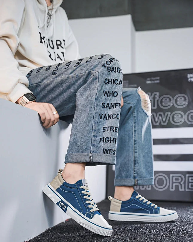 2025 Men's Canvas Shoes Outdoor Fashion Skateboard Shoes for Men Comfor Non-Slip Casual Sneakers Breathable Men Walking Shoes
