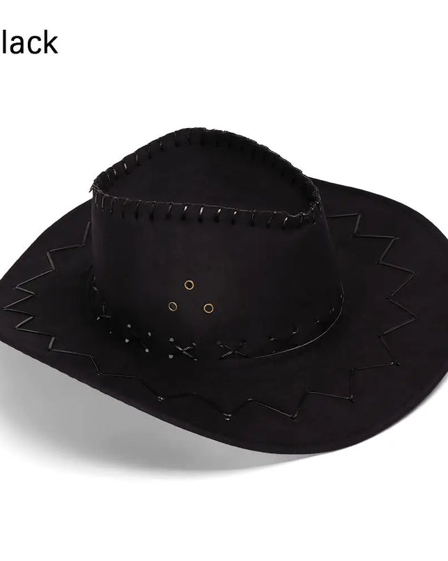 Western Cowboy Hat for Men Women Kids Fedora Outdoor Wide Brim Faux Leather Summer Wide Brim Beach Travel Cap Black White Pink
