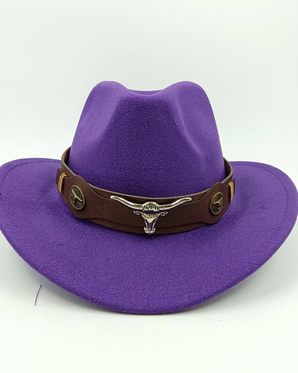 2021 cowboy hat jazz cow pattern curved edge monochrome knight felt hat for men and women with big eaves шапка мужская