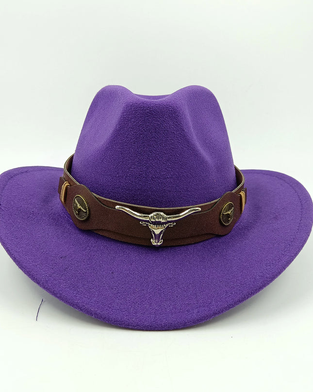 2021 cowboy hat jazz cow pattern curved edge monochrome knight felt hat for men and women with big eaves шапка мужская