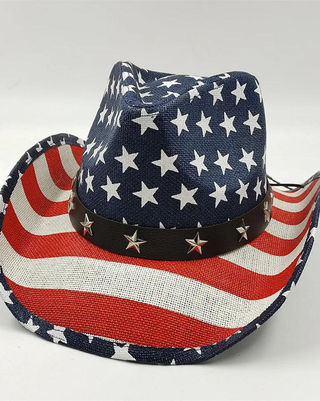 Army Green Camo Cowboy Hat Straw Hat Star Jazz Straw Hat Panama Paper Grass Western United States Cowboy Hat Fashion Travel