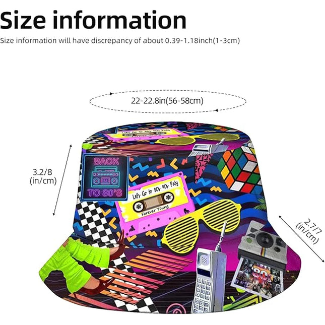 2024 Fashion Retro 80s 90s Bucket Hat Rave Festival Party Outfit for Women Men