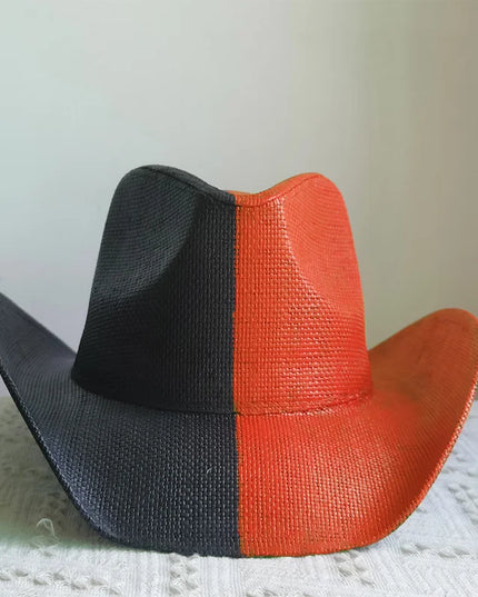 Hand-painted Western Cowboy hat Bronze green hat for men women Large Brim stiff straw hat summer sombrero vaquero hombreковбойс