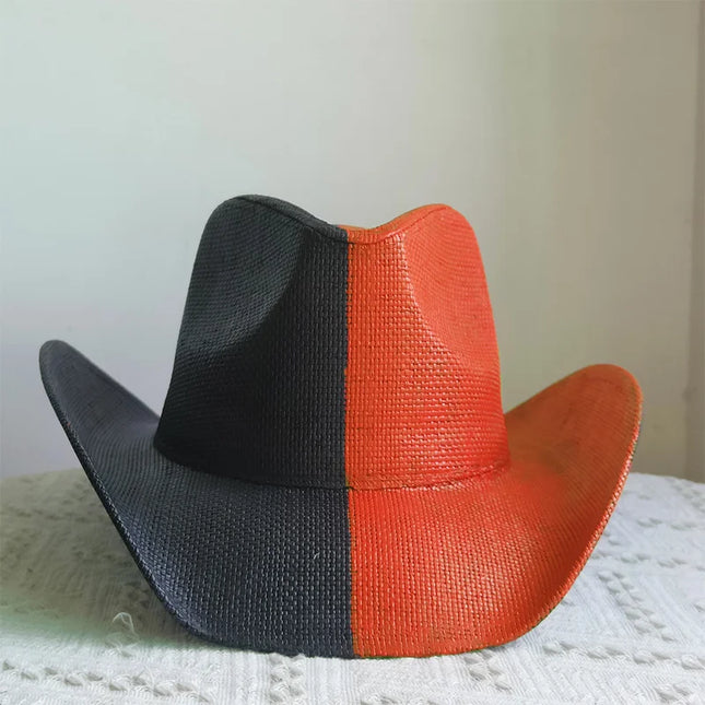 Hand-painted Western Cowboy hat Bronze green hat for men women Large Brim stiff straw hat summer sombrero vaquero hombreковбойс
