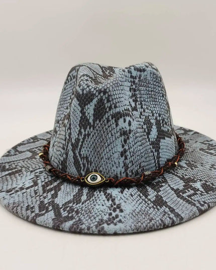 Snake Skin Fedora Women's Hat Men's 7.5 cm Wide Brim Panama Western Cowboy Hat Winter Jazz Church sombrero hombre