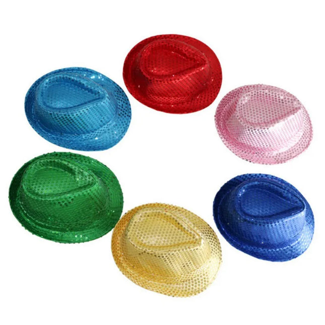 New Colorful Led Luminous Jazz Hat Party Carnival Light Up Sequin Hat Adult Glitter Festival Dress Up Cap For Men Women