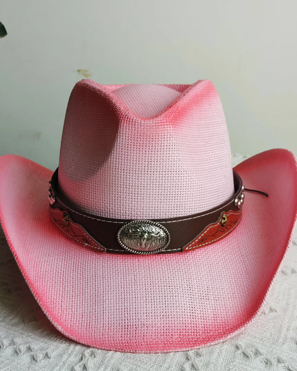 Hand-painted Western Cowboy hat Bronze green hat for men women Large Brim stiff straw hat summer sombrero vaquero hombreковбойс