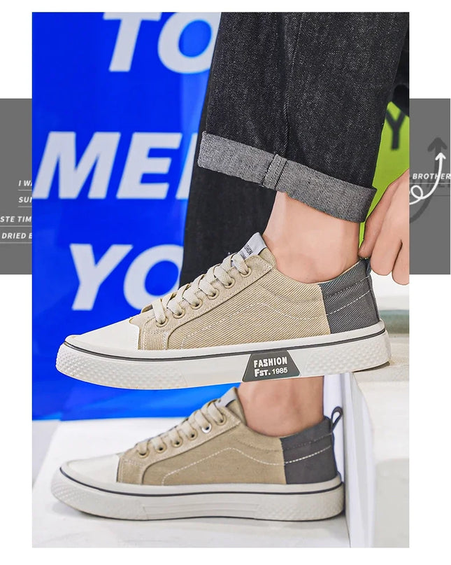 2025 Men's Canvas Shoes Outdoor Fashion Skateboard Shoes for Men Comfor Non-Slip Casual Sneakers Breathable Men Walking Shoes