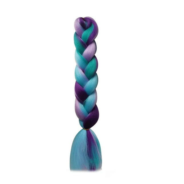 24Inch Synthetic Ombre Rainbow Mixed Colors Long Straight Box Jumbo Braids Hairpiece Crochet Hair for Women