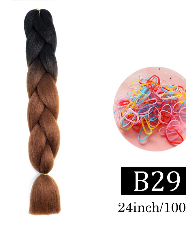 24 Inch Jumbo Braids Extensions Synthetic Braiding Hair Afro Ombre Color kanekalon Hair for Children Braid