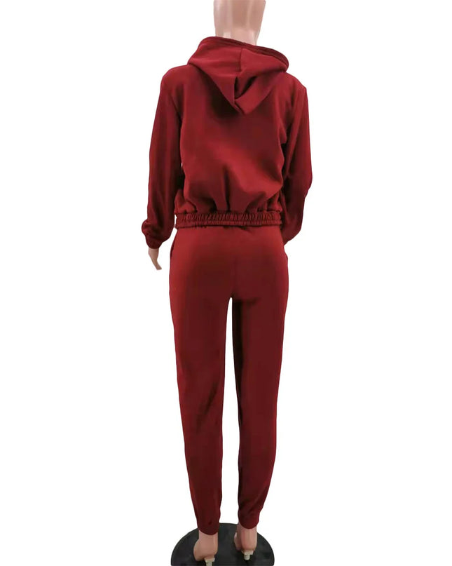 3pcs Women's Clothing Set Fleece-lined Hooded Sweater &Sleeveless Tank Top & Sports Sweatpants Pants
