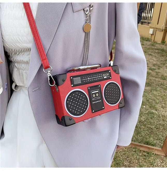 3 Color Vintage Versatile Creative Radio Unisex Satchel Metal Punk Shoulder Bag Nostalgia Small Square Bag for women men grils