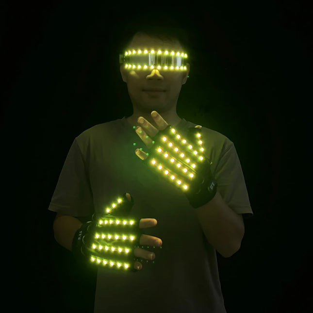 1Set Luminous Glasses Remote Control LED Glasses With Gloves Men Women Party Performence Props Glowing Glasses Festival Supplies