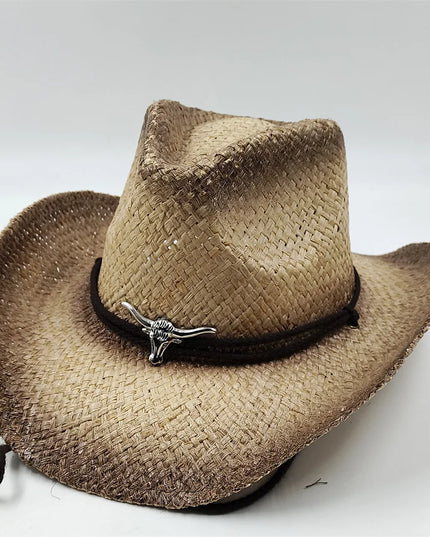 Army Green Camo Cowboy Hat Straw Hat Star Jazz Straw Hat Panama Paper Grass Western United States Cowboy Hat Fashion Travel