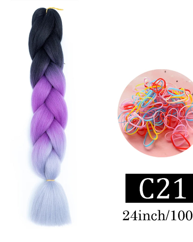 24 Inch Jumbo Braids Extensions Synthetic Braiding Hair Afro Ombre Color kanekalon Hair for Children Braid