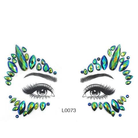 3D Sexy Face Tattoo Crystal Stickers Temporary Tattoos Glitter Fake Tattoo Rhinestones Masquerade Women Party Face Jewels Tattoo