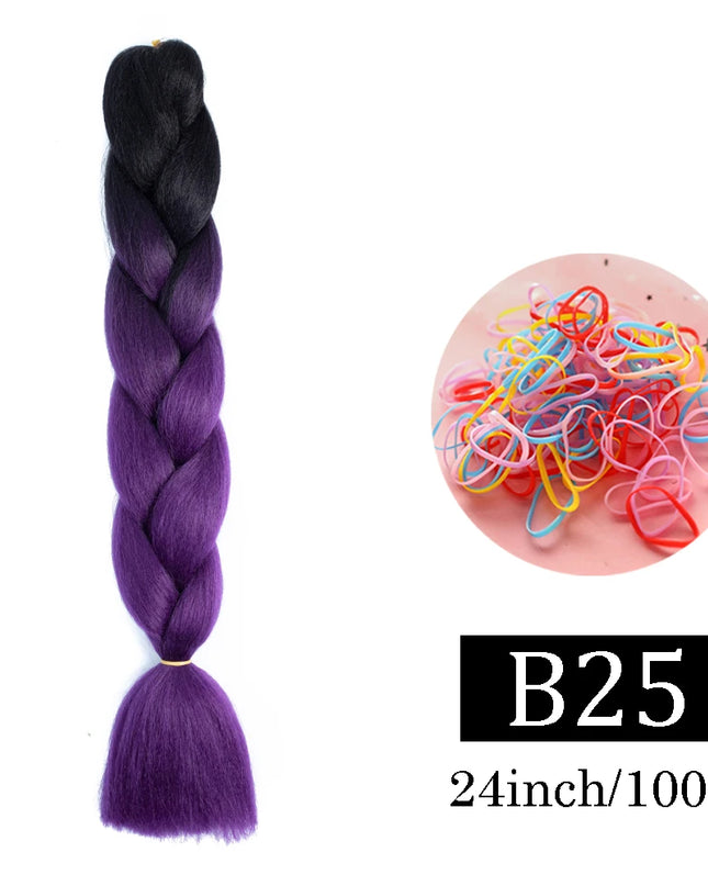 24 Inch Jumbo Braids Extensions Synthetic Braiding Hair Afro Ombre Color kanekalon Hair for Children Braid