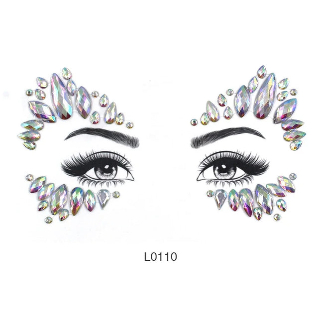 3D Sexy Face Tattoo Crystal Stickers Temporary Tattoos Glitter Fake Tattoo Rhinestones Masquerade Women Party Face Jewels Tattoo