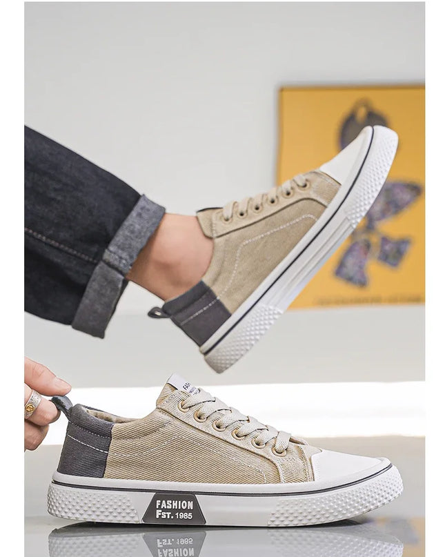 2025 Men's Canvas Shoes Outdoor Fashion Skateboard Shoes for Men Comfor Non-Slip Casual Sneakers Breathable Men Walking Shoes