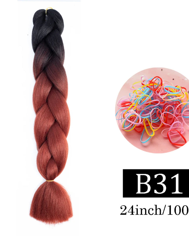 24 Inch Jumbo Braids Extensions Synthetic Braiding Hair Afro Ombre Color kanekalon Hair for Children Braid