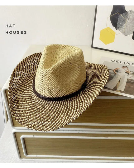 Army Green Camo Cowboy Hat Straw Hat Star Jazz Straw Hat Panama Paper Grass Western United States Cowboy Hat Fashion Travel