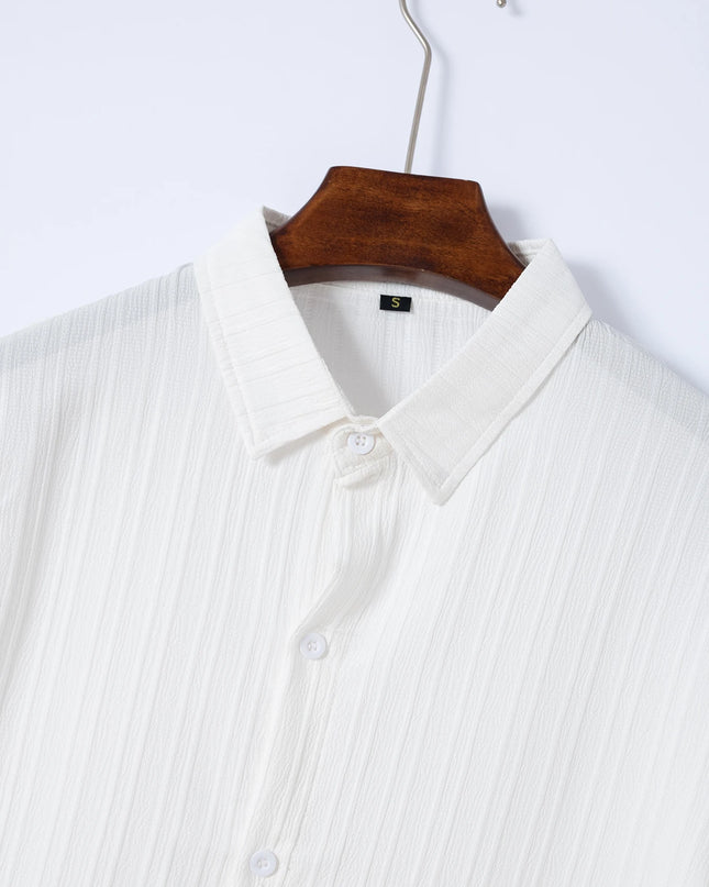 2024 New style Summer Men's Fashion Beach Suit Outdoor Sports Casual Shirt Solid color Loose Short Sleeve Shorts Beach two-piece