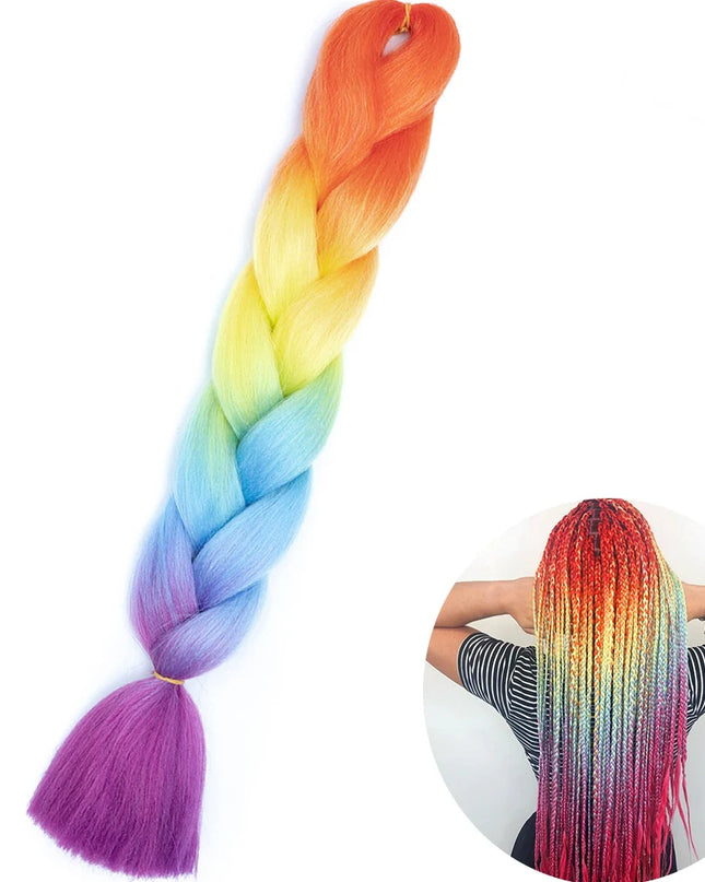 24" Synthetic Yaki Braids Hair kanekalon Ombre Braiding Hair Jumbo Braid Hair Extension For Women Hundreds of colors DIY Hair