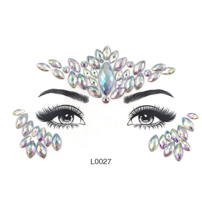 3D Sexy Face Tattoo Crystal Stickers Temporary Tattoos Glitter Fake Tattoo Rhinestones Masquerade Women Party Face Jewels Tattoo