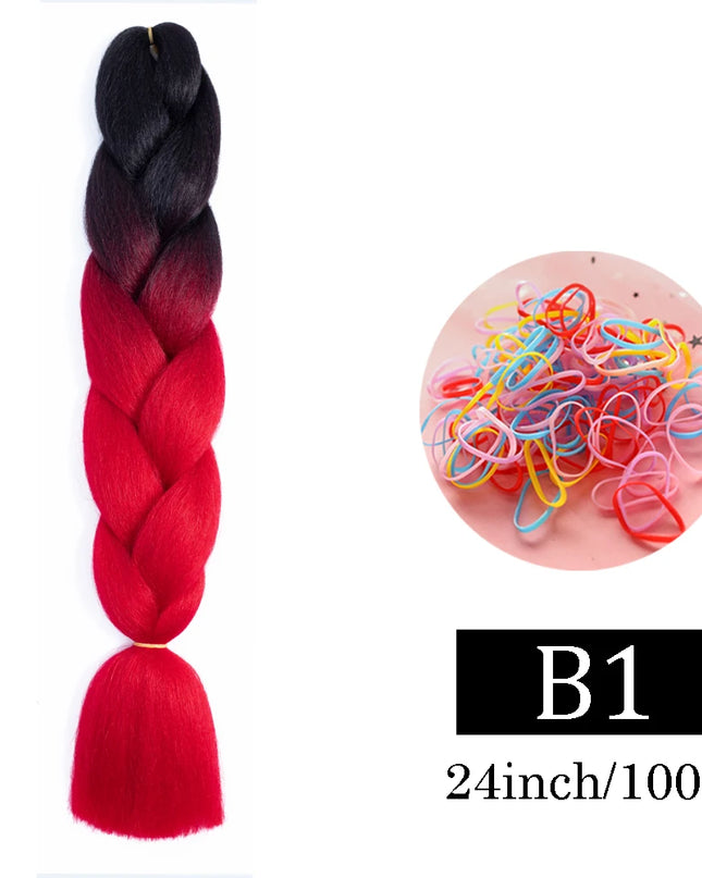24 Inch Jumbo Braids Extensions Synthetic Braiding Hair Afro Ombre Color kanekalon Hair for Children Braid