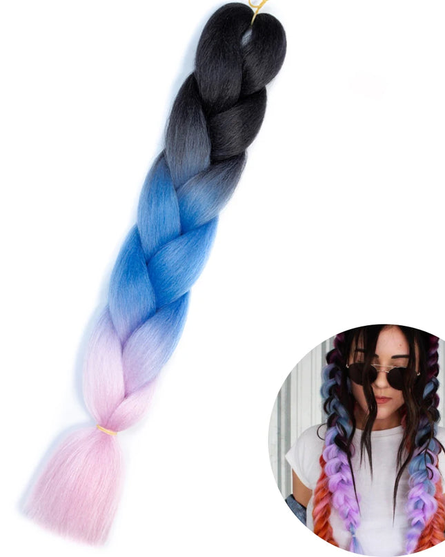 24" Synthetic Yaki Braids Hair kanekalon Ombre Braiding Hair Jumbo Braid Hair Extension For Women Hundreds of colors DIY Hair