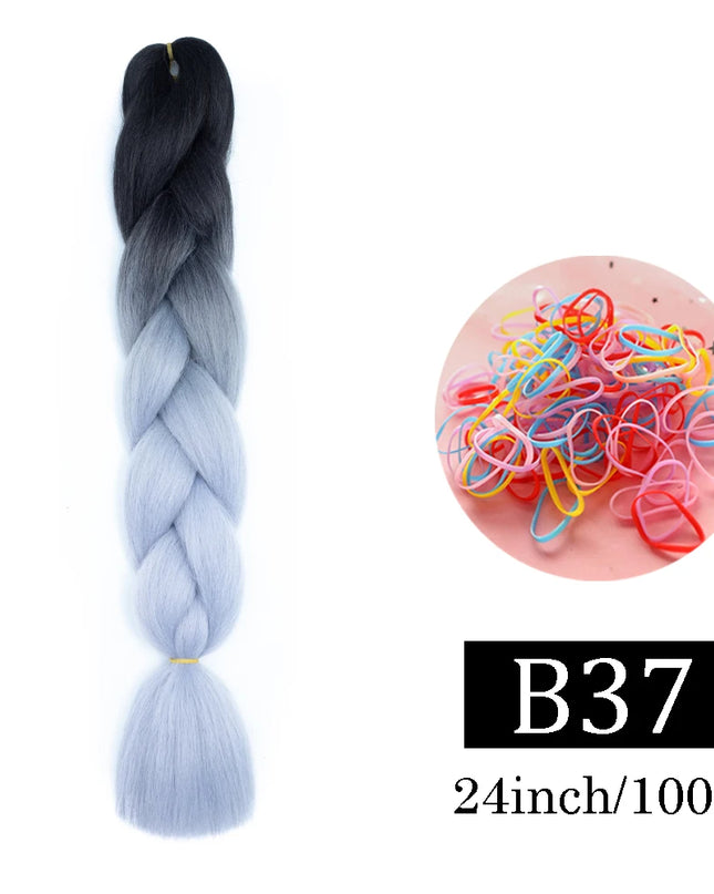24 Inch Jumbo Braids Extensions Synthetic Braiding Hair Afro Ombre Color kanekalon Hair for Children Braid