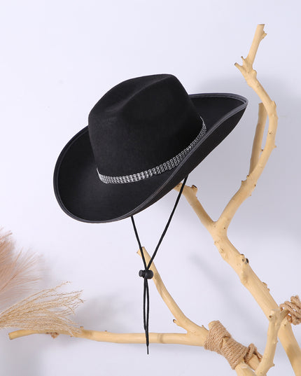 Latest Women's Black White Cowboy Hats Wide Brim Rhinestone Cowgirl Hats Women's Girls Cowboy Hats Theme Party
