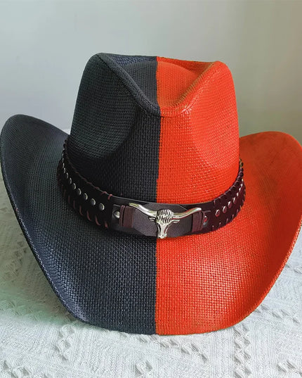 Hand-painted Western Cowboy hat Bronze green hat for men women Large Brim stiff straw hat summer sombrero vaquero hombreковбойс