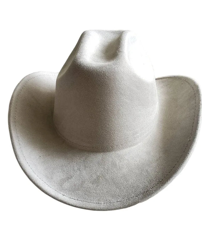 Classic Suede Leather 7.5CM Western Cowboy Women's Fedora Hat Men's Church Jazz Hat Fashion Travel Party Hat Denim Hat 2024