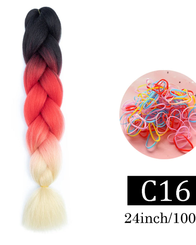 24 Inch Jumbo Braids Extensions Synthetic Braiding Hair Afro Ombre Color kanekalon Hair for Children Braid