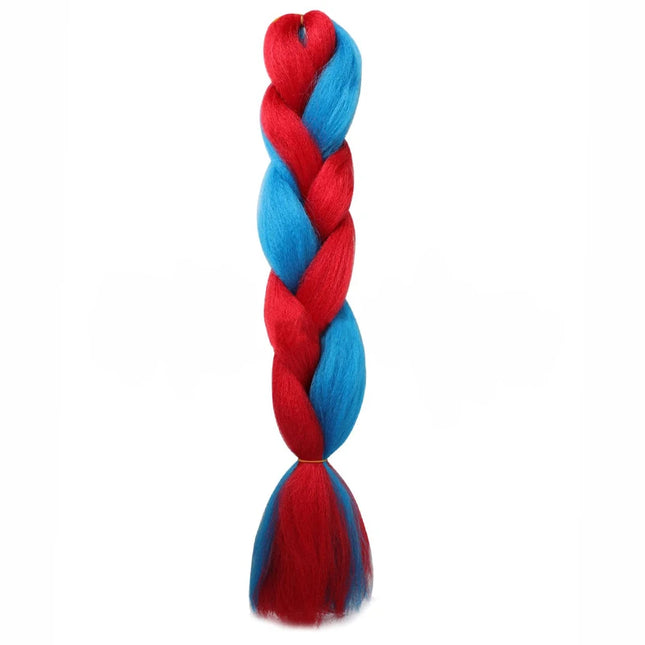 24Inch Synthetic Ombre Rainbow Mixed Colors Long Straight Box Jumbo Braids Hairpiece Crochet Hair for Women