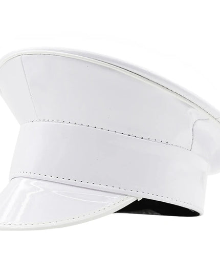 Shimmering Captain Hat for Adult Glitter PatentLeather Cap for Bachelorette Party Music Festival Carnivals Costume Hat