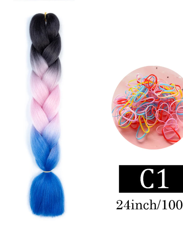 24 Inch Jumbo Braids Extensions Synthetic Braiding Hair Afro Ombre Color kanekalon Hair for Children Braid