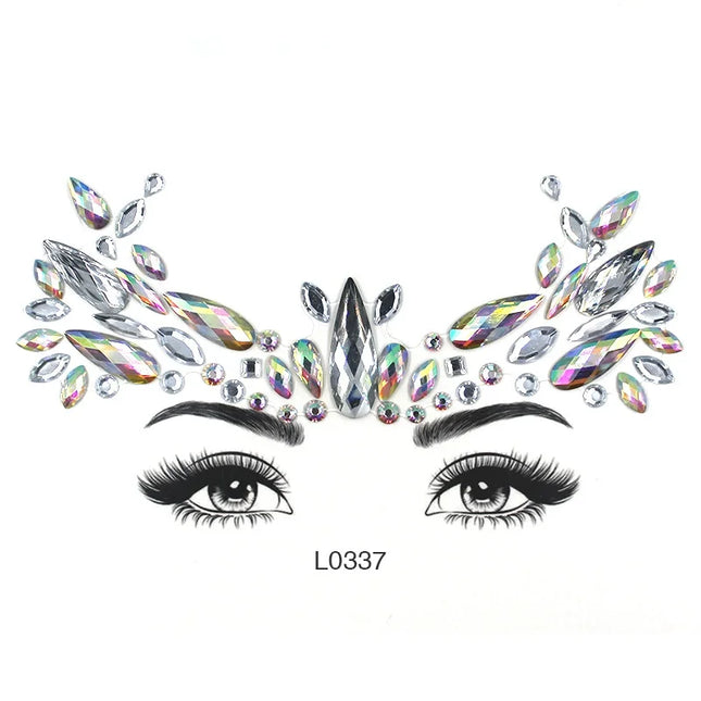 3D Sexy Face Tattoo Crystal Stickers Temporary Tattoos Glitter Fake Tattoo Rhinestones Masquerade Women Party Face Jewels Tattoo