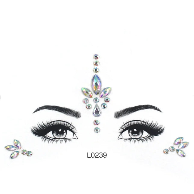 3D Sexy Face Tattoo Crystal Stickers Temporary Tattoos Glitter Fake Tattoo Rhinestones Masquerade Women Party Face Jewels Tattoo