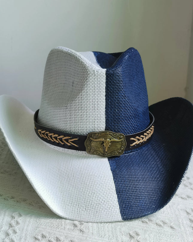 Hand-painted Western Cowboy hat Bronze green hat for men women Large Brim stiff straw hat summer sombrero vaquero hombreковбойс