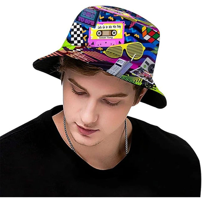 2024 Fashion Retro 80s 90s Bucket Hat Rave Festival Party Outfit for Women Men