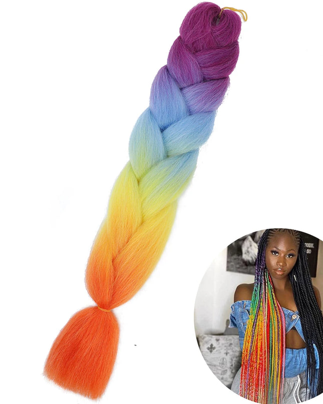 24" Synthetic Yaki Braids Hair kanekalon Ombre Braiding Hair Jumbo Braid Hair Extension For Women Hundreds of colors DIY Hair