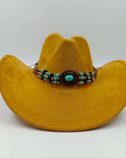 Suede Western Cowboy Hat Men and Women Retro Gentleman Cowboy Hat New Accessories Straw Hat Hombre Suede Big Brim Hat