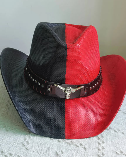 Hand-painted Western Cowboy hat Bronze green hat for men women Large Brim stiff straw hat summer sombrero vaquero hombreковбойс