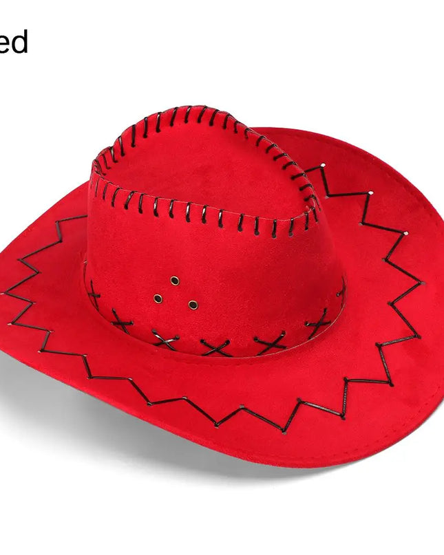 Western Cowboy Hat for Men Women Kids Fedora Outdoor Wide Brim Faux Leather Summer Wide Brim Beach Travel Cap Black White Pink